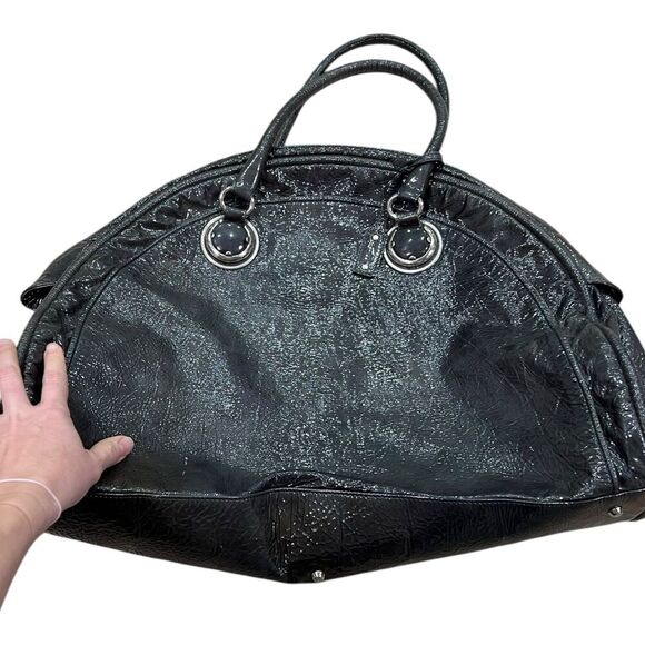 Abro Dark Green Large Bowling Style Leather Tote Bag - Picture 6 of 10